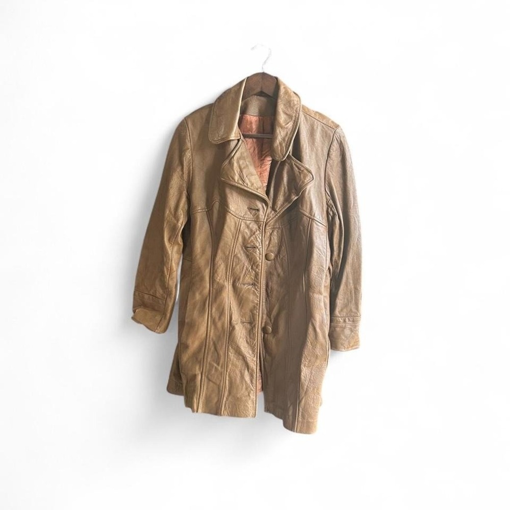 Brown‎ vintage 70s leather jacket leather medium